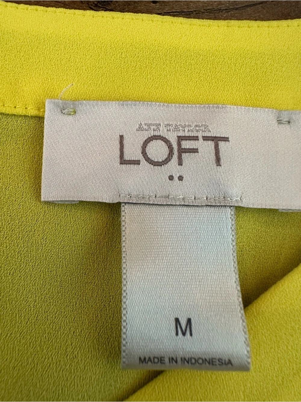 LOFT Yellow Tie Back Blouse Medium Puff Sleeve Career Office Top